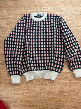 Vintage Summit Sports Jumper Mens Size L Colorblock UK Made Knit Wool 90s 80s